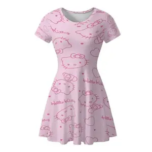 Sanrio Hello Kitty Sundress - Casual Womenswear with Adorable Hello Kitty Print, Breathable Fabric, Perfect for Everyday Use