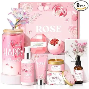 Mother’s Day Gift Basket for Mom Best Mom Ever Gift Set for Women Unique Gifts for Mom from Daughter & Son New Mom Gift Box with Glass Cup Necklace Mirror & Spa Set for Wife & Mother-in-Law