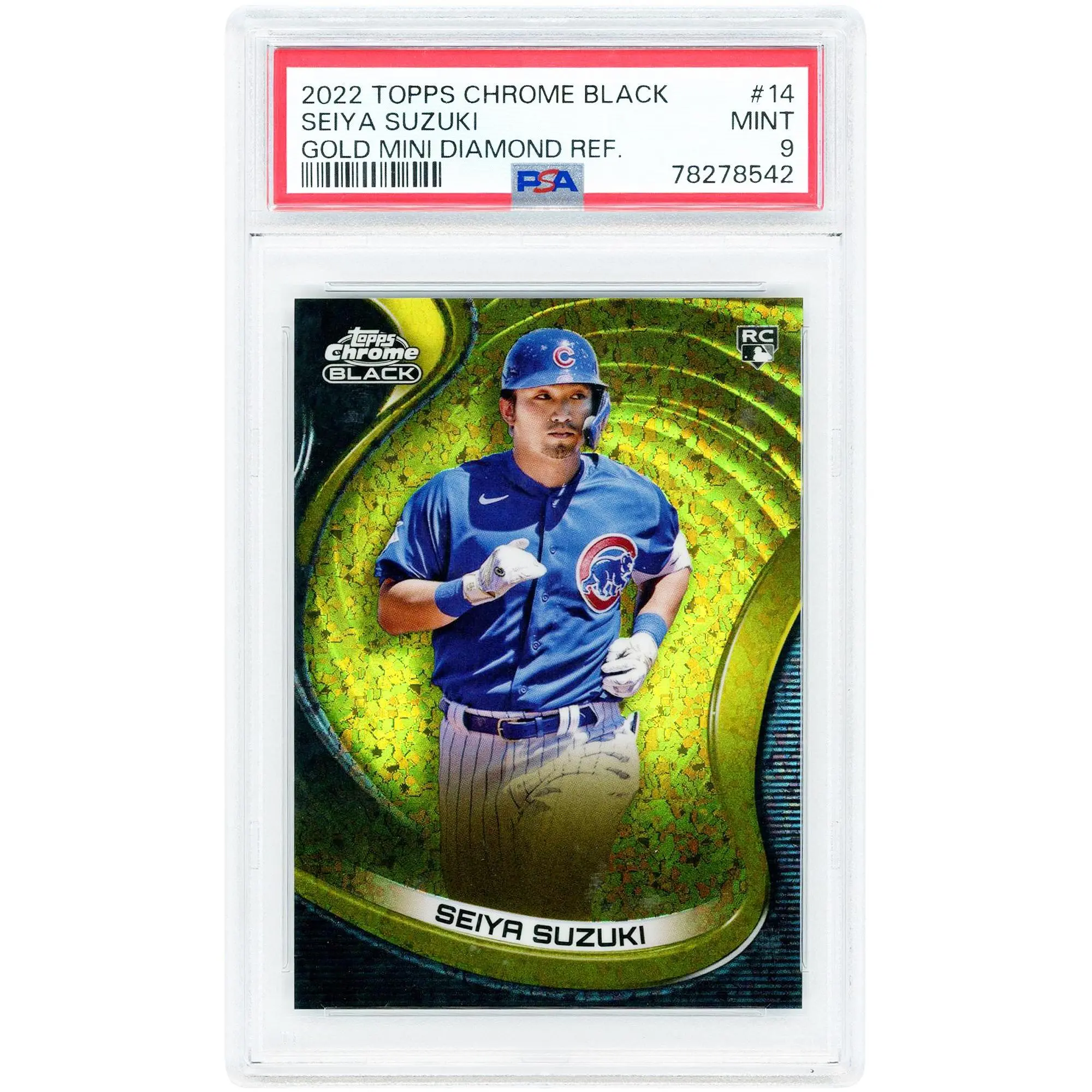 Seiya Suzuki Chicago Cubs 2022 Topps Chrome Black Gold Mini Diamond Refractor #14 #7/50 PSA Authenticated 9 Rookie Card - Fanatics Authentic Certified