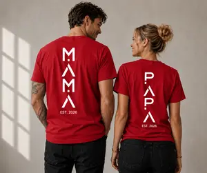 Custom PAPA & MAMA Matching Shirt Set – 100% Cotton Summer Tee, Father’s Day Gift for Dad & Mom ,Cute Couple Outfit for Father’s Day.