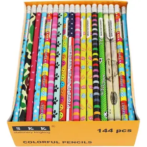 Assorted Colorful Pencils, Pencil with Eraser, Pencil Assortment, Novelty Kids Pencils,Awards  Incentives, No.2 HB, Back to school, 12 Assorted Colors 144/box.