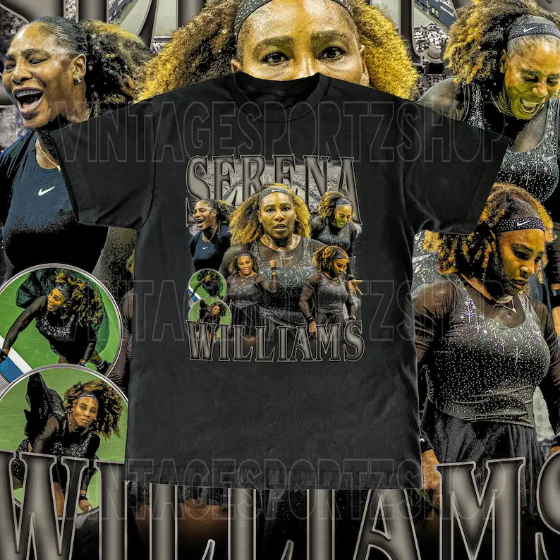 Vintage Serena Williams Shirt - Adult Sizes Custom Vintage Design Bootleg Retro Tennis Gift High Quality Tee