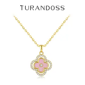 Turandoss Lucky 4-leaf Clover Necklace — CZ Sparkle, 14K Gold Plated, Valentine’s Gift for Women SpringStatements