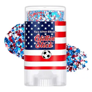4th of July Patriotic Glitter Stick Red White Blue Self Adhesive Face Body Glitter Waterproof Shimmer for Independence Day Festival Sports Party,july glitter stick