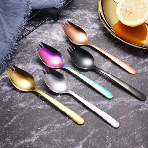 Stainless Steel Spoon & Fork Combo — Household Salad Spoon, Fruit Fork, and Soup Spoon — Portable Cutlery