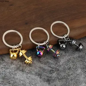 Metal Dumbbell & Kettlebell Keychain, Mini Fitness Weightlifting Pendant, Lightweight Gym Sports Keyring, Stylish Workout Charm Accessory, Ideal Gym Club Small Gift for Bags, Backpacks, Car Keys and Fitness Enthusiasts