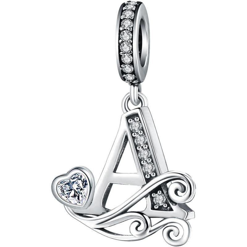 valentines gifts for gf Silver Letter Charm Fit for Pandora Charms Bracelet Alphabet Initial Dangle Charms Beads Jewelry Gifts for Women