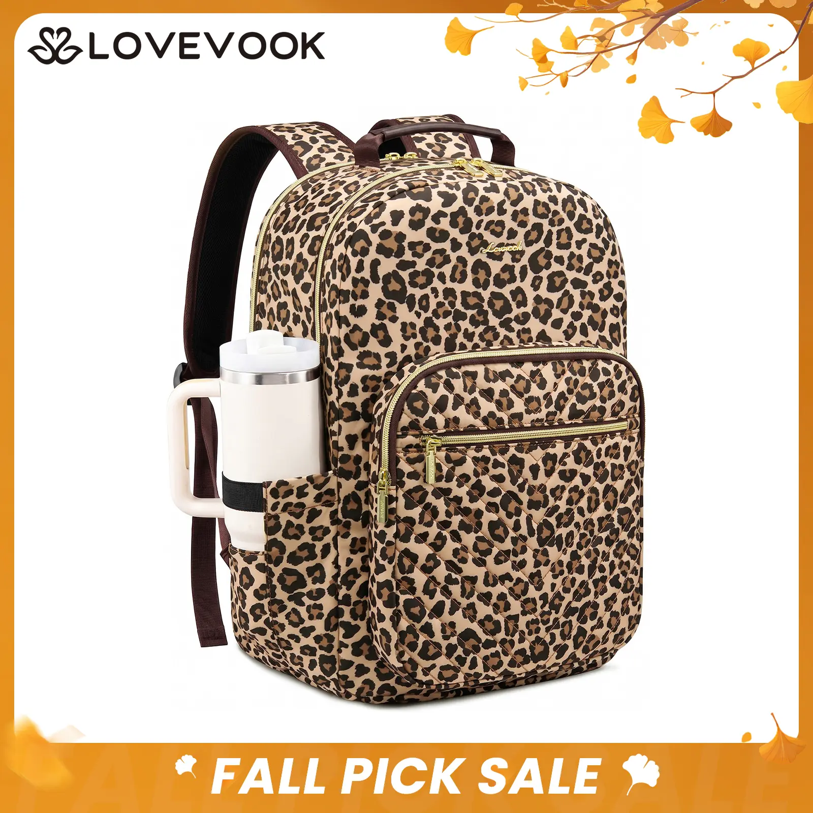 LOVEVOOK Laptop Backpack for Women with Giant Tumbler Holder 15.6 inch,Designer Travel Backpack Laptop Bag College Backpack,Quilted Work Nurse Teacher Backpack Purse Computer Bag Gift