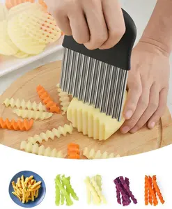 1 PCS Heavy Duty Stainless Steel Crinkle Cutter Wavy Chopper French Fry Slicer for Potatoes Carrot Chips and Fruits, Vegetable, Potatoes, Onions