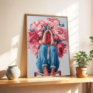 Women Wall Art Poster, Fashionable Floral Canvas Print, Watercolor Floral Print, 2D Plane Decorative Piece, Ideal for Home Decoration & Gift Giving
