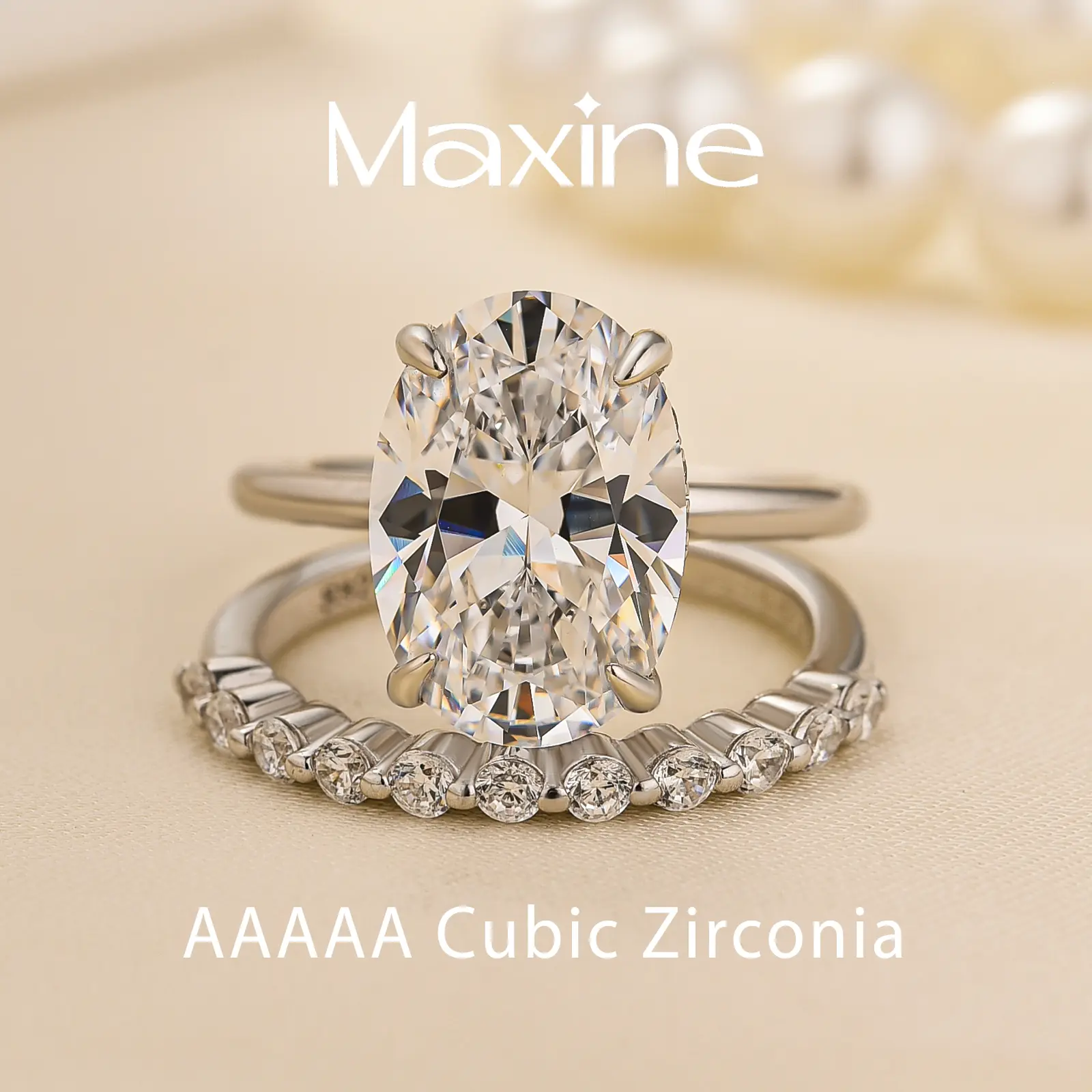 Maxine Classic 4.5ct Oval Cut Engagement Ring Set,Women's Jewelry ...