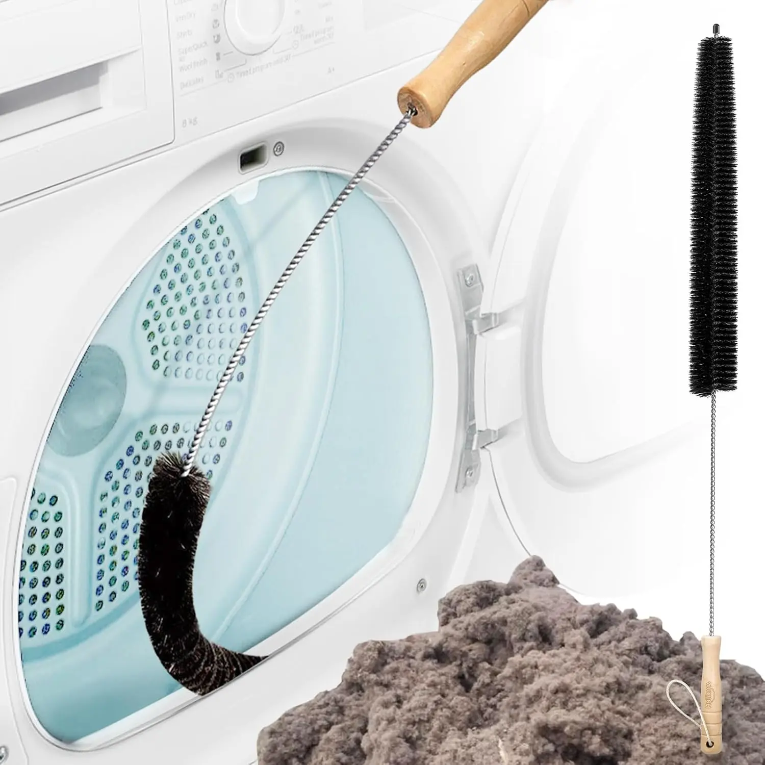 Dryer Vent Cleaner Kit - Household Cleaning Supplies for Dryer Lint Removal, Long Refrigerator Coil Brush, Flexible Lint Remover