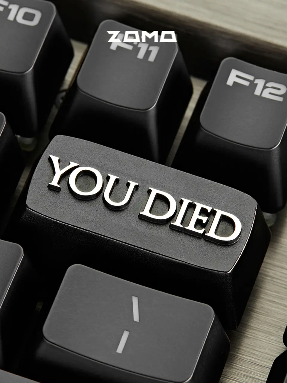 ZOMO “YOU DIED” Aluminum Artisan Keycap 2u Personalized Metal Keycaps for Mechanical Keyboards