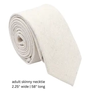 TIE MOOD Frost Almond Solid Linen Necktie, Bow Tie & Pocket Square Collection