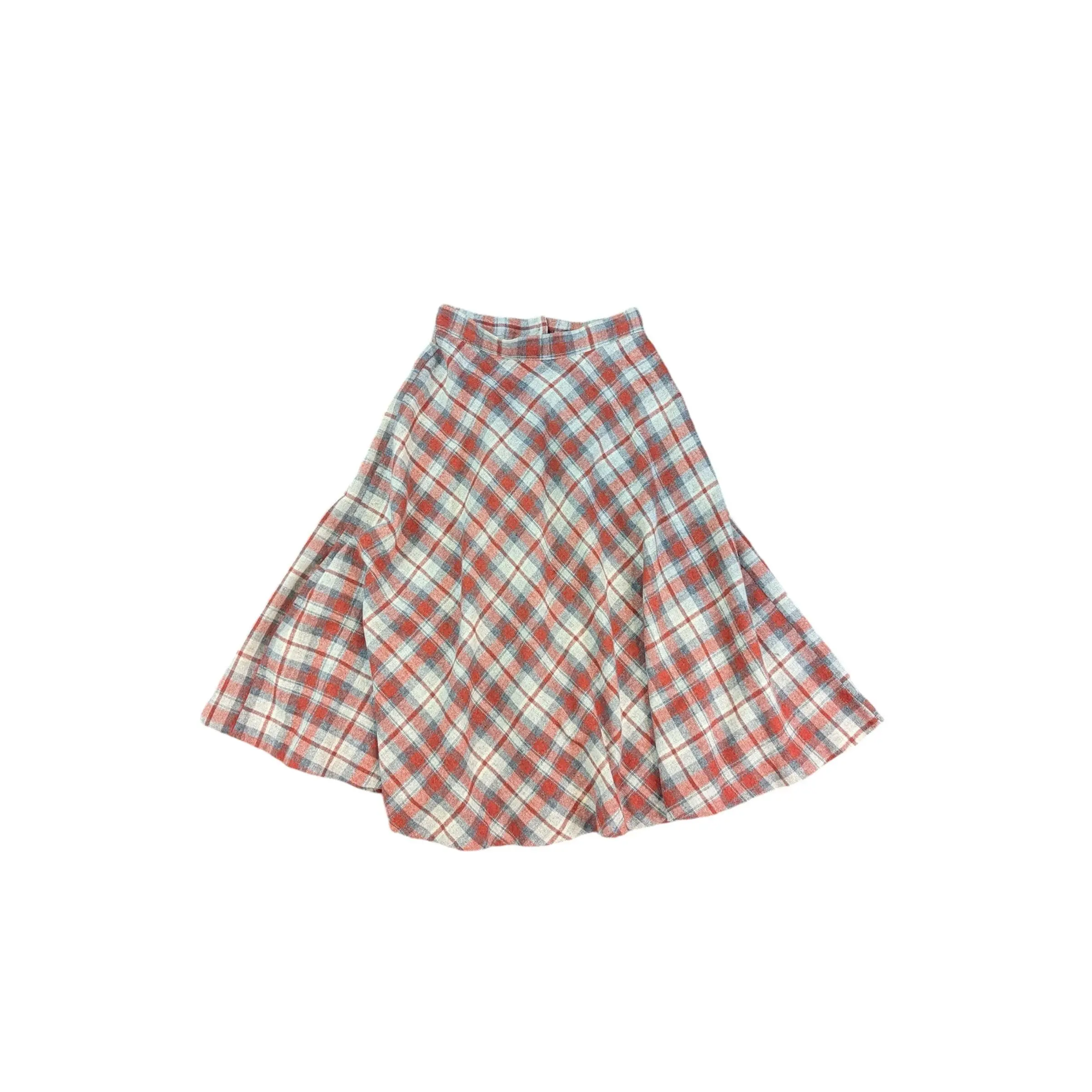 Vintage Stonybrook Red & Gray Wool Plaid Skirt Size XS
