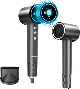 Hair Dryer with Display Screen and Concentrator, 110,000RPM Brushless Blow Dryer Fast Dry, OHJUMP 1400W Professional Ionic Hair Dryer, 3 Mode/3 Heating/2 Speeds, Constant Temperature Hair Care, Black