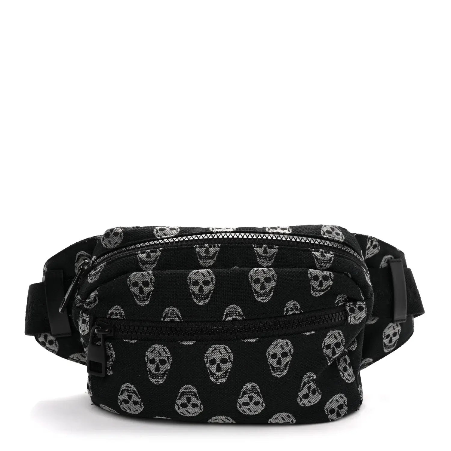 Pre-owned Alexander McQueen Leather Shoulder bags Jacquard Skull Belt Bag Black White