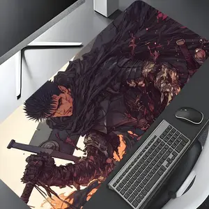 Dark Fantasy Berserk Guts Aesthetic Design Large Gaming Mouse Pad,Aesthetic Desktop Decoration Drotection Pad,Washable Rubber Pad Non-Slip Lock Edge Multi-Size Mouse Pad Suitable For Home Office,Good Gift for Family and Friends, Anime Mousepad