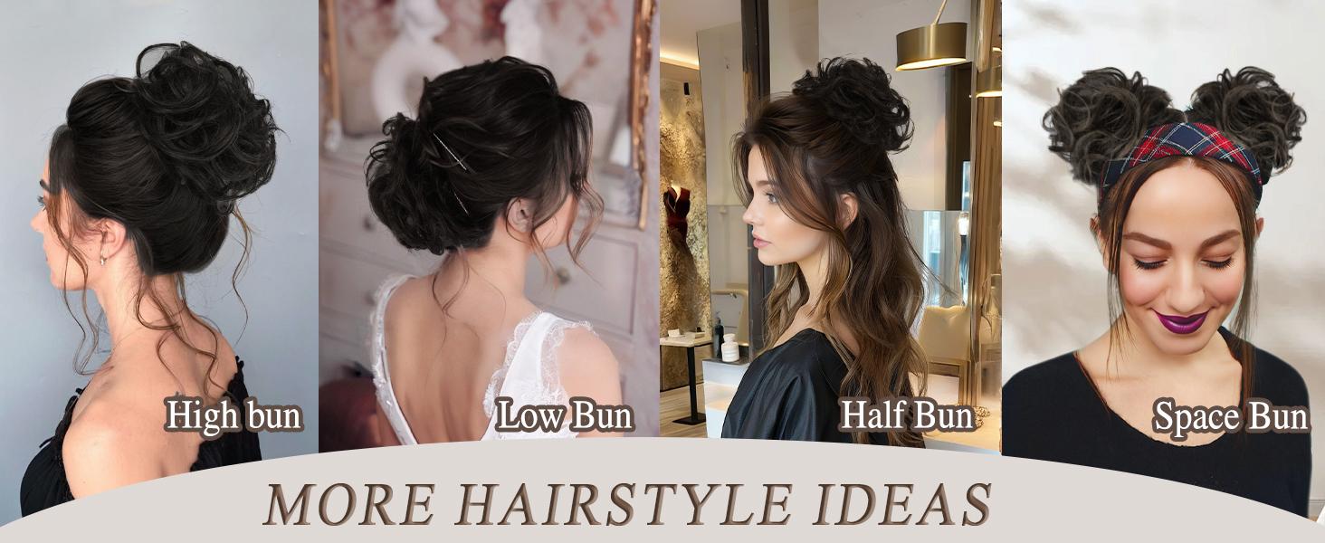 VOSILK Messy Bun Hair Piece Wavy  Natueal Curly Synthetic Updo Chignon Fake Scrunchies Ponytail Extension for Daily Women