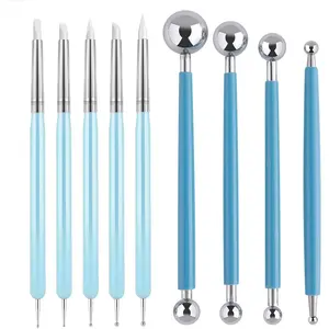 9 count Sculpting Clay Dotting Tools, Dotting Tools for Painting Mandalas, 2-Way Ball Stylus Clay Tools for Embossing, Sculpting, Shaping,  Art, Polymer Clay, Pottery Crafts, Rhinestone, Rock