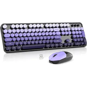 Keyboard and  Combo,  Colorful  Full Size 2.4G Plug and Play  Typewriter Keyboard and  Set for , Desktop, PC (Black&  Gradient)