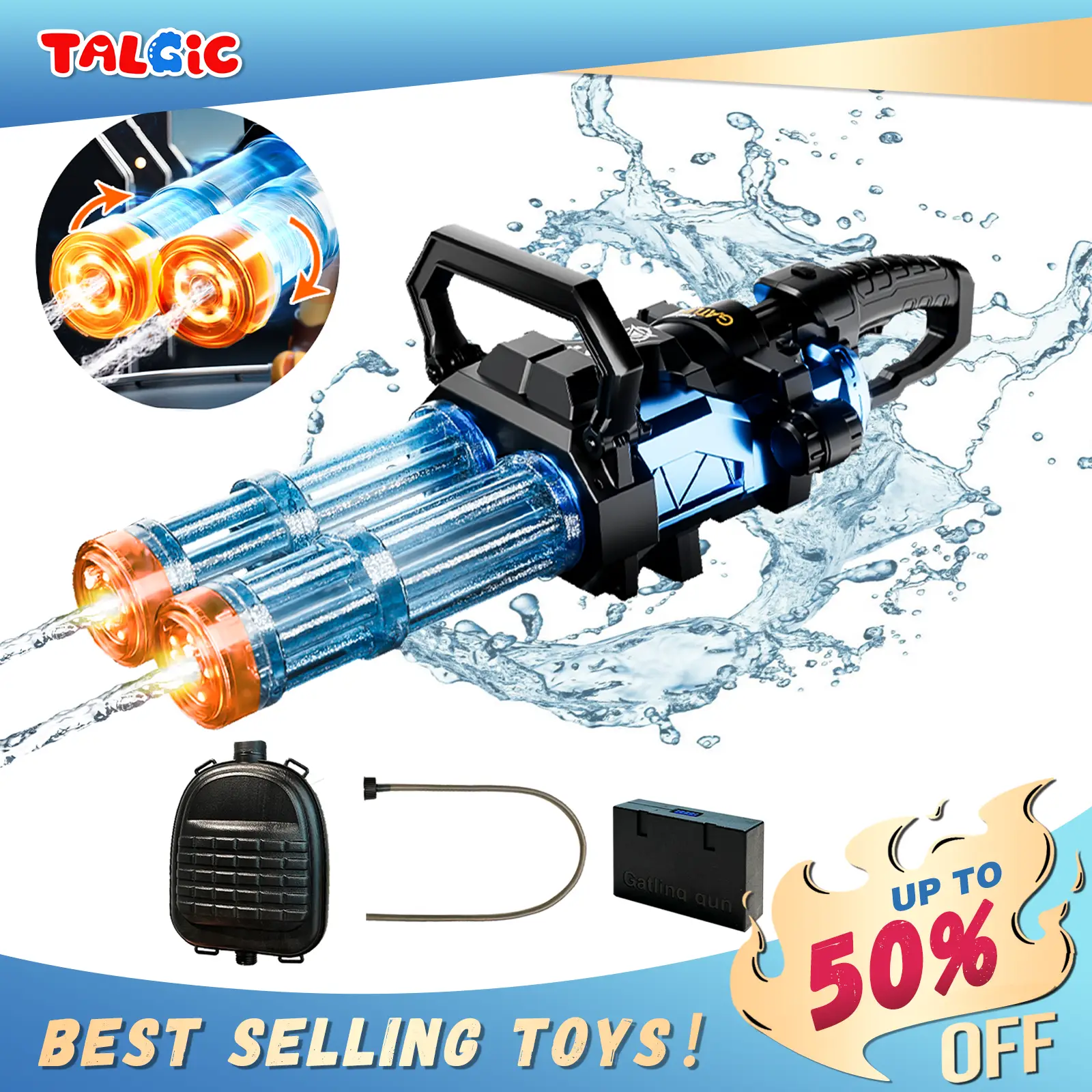 Talgic Electric Automatic Water Machine Powerful ,Green Unique Color, 300 Water Shots, Summer Outdoor Swimming Pool Water Toy for Adult/Kids Aged 4 5