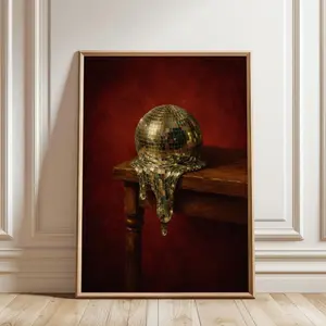 Melting Disco Ball Poster, Surreal Retro Glam Wall Art 5