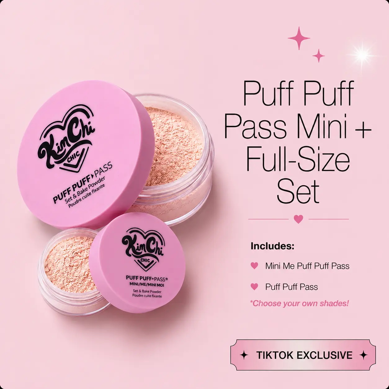 [TikTok Exclusive] Puff Puff Pass Mini + Full Size Set - Loose Setting Powder, Oil Absorbing, Rice Powder, Vitamin E