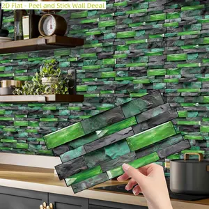 18/36 Piece Kitchen Splash Guard Stickers, Easy Peel and Stick, 2D Irregular Small Brick Pattern, Easy Installation and Cleaning