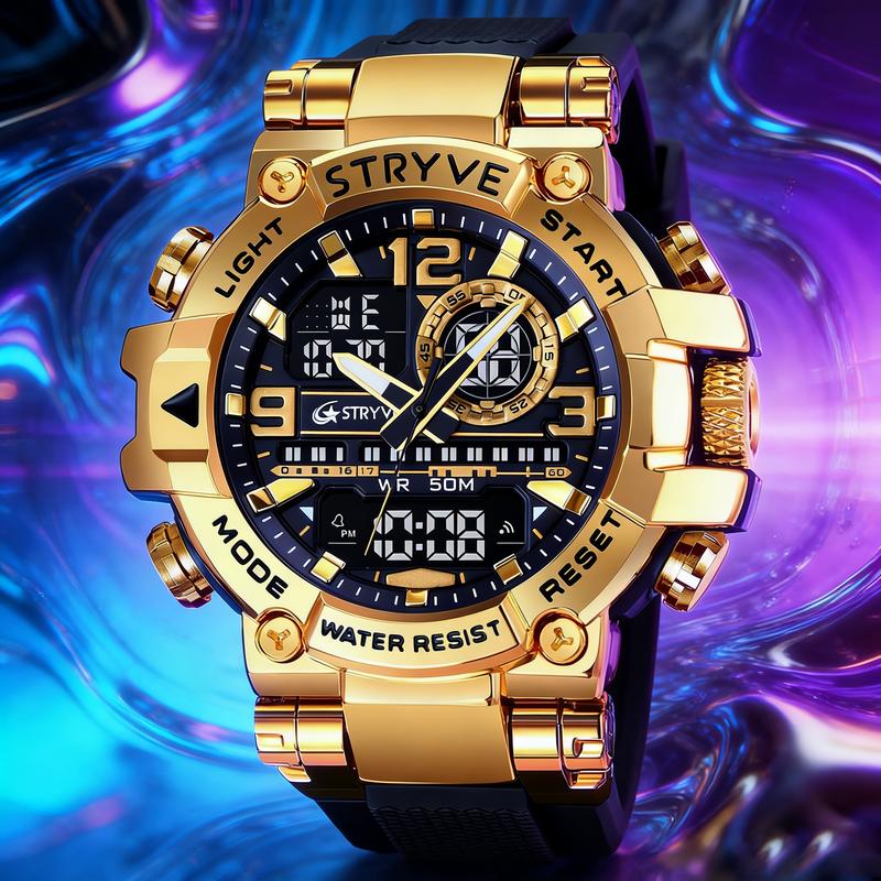 Men's Tactical Military Watches for Men Sports Outdoor Watch 55mm Large Face 50M Waterproof Date Multi Function LED Alarm Rugged Wristwatch for Training Hiking Adventure