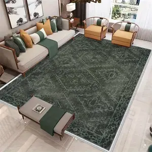 A dark green home rug, Living room rug, Durable Area Rugs, machine washable and fade-resistant, soft and durable, suitable for holiday and any space, including hotel, office, kitchen, hallway, etc. Home Decorative Rug