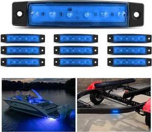 Nilight 10PCS 3.8” 6 LED Blue Indicator Light Truck Camper Side Marker Light Marine Boat Stern Light Yacht Kayak Sailboat Trailer Bus RV Clearance Light 12V DC