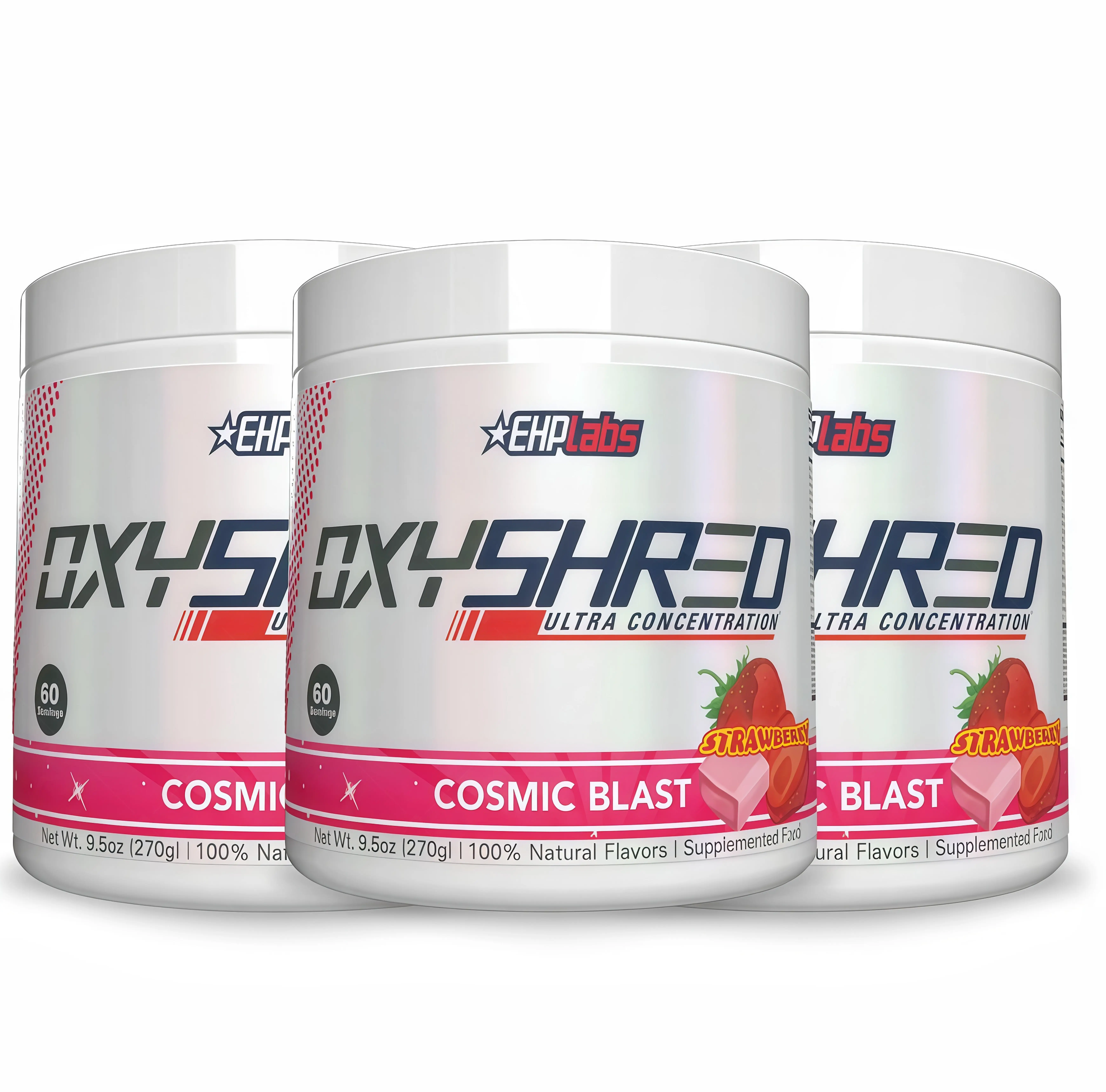 3 Pack EHPlabs OxyShred Ultra FT Concentration Pre Workout Powder 60 Serves 150mg Caffeine Sugar Free Vegan Friendly GlutenFree Men Women Health Fitness Supplements Cosmic Blast Flavor