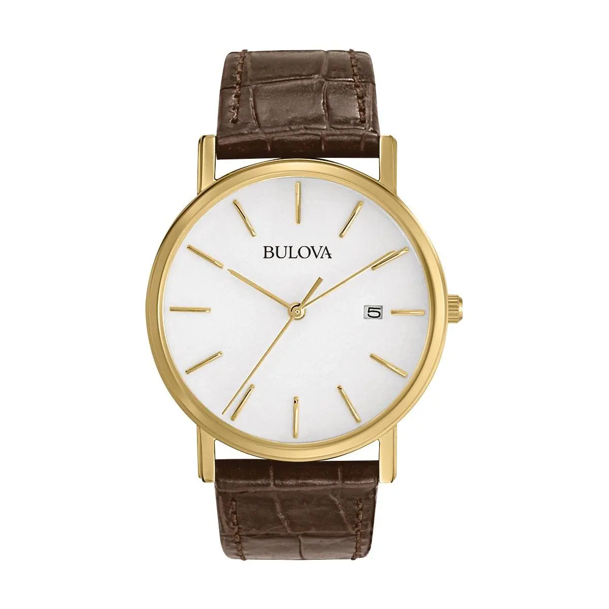 Bulova Men's Goldtone Stainless Brown LeatherStrap Watch Bulova Men's Goldtone Stainless Brown LeatherStrap Watch