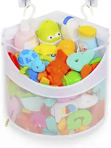 Baby Bath Toy Organizer, Quick Drying and Mould Proof, Corner Hang-Suspension Holder, Large Capacity Multi Use Shower Caddy (White)