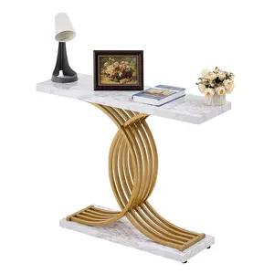Summervibes VEVOR Narrow Console Sofa Table, 39.4 inches Behind Couch Table, 1-Tier Long Entryway Table and Skinny Hallway Table, Narrow Sofa Table with Metal Frame, for Entryway, Hallway, Living Room Bedroom
