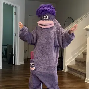 Cute Monster Wearable Hooded Onesie with Pocket for Women and Men, Soft Plush Fleece Fabric, Warm Cozy Jumpsuit, Ideal for Home and Parties, Birthday Gift