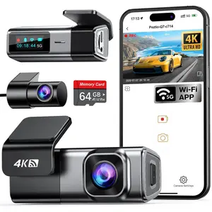 Navycrest 4K Dash Cam Front and Rear with 64GB Card, Built-in 5G WiFi, Dash Camera for Cars 4K Front and 1080P Rear, Dashcams for Cars Loop Recording, Gravity Sensor, 24-Hours Parking Mode.
