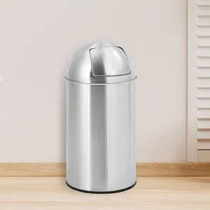 Garvee Upgraded Commercial Trash Can, 13-18.5 Gallon (50-70L) fingerprint resistant stainless steel garbage can with push top cover and removable internal pail, sturdy heavy-duty receptacle for kitchens, offices and indoor & outdoor public spaces