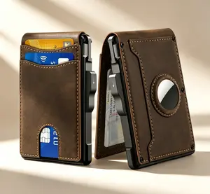 Carbon Fiber Pop Up Card Holder Compatible with AirTag,Anti-Theft RFID Blocking Slim Men’s EDC Wallet with Multi Card Slots ID Window And Cash Compartment,Lightweight Aluminum Storage Case,Exquisite Present For Male Daily Office Travel Use.couple gift