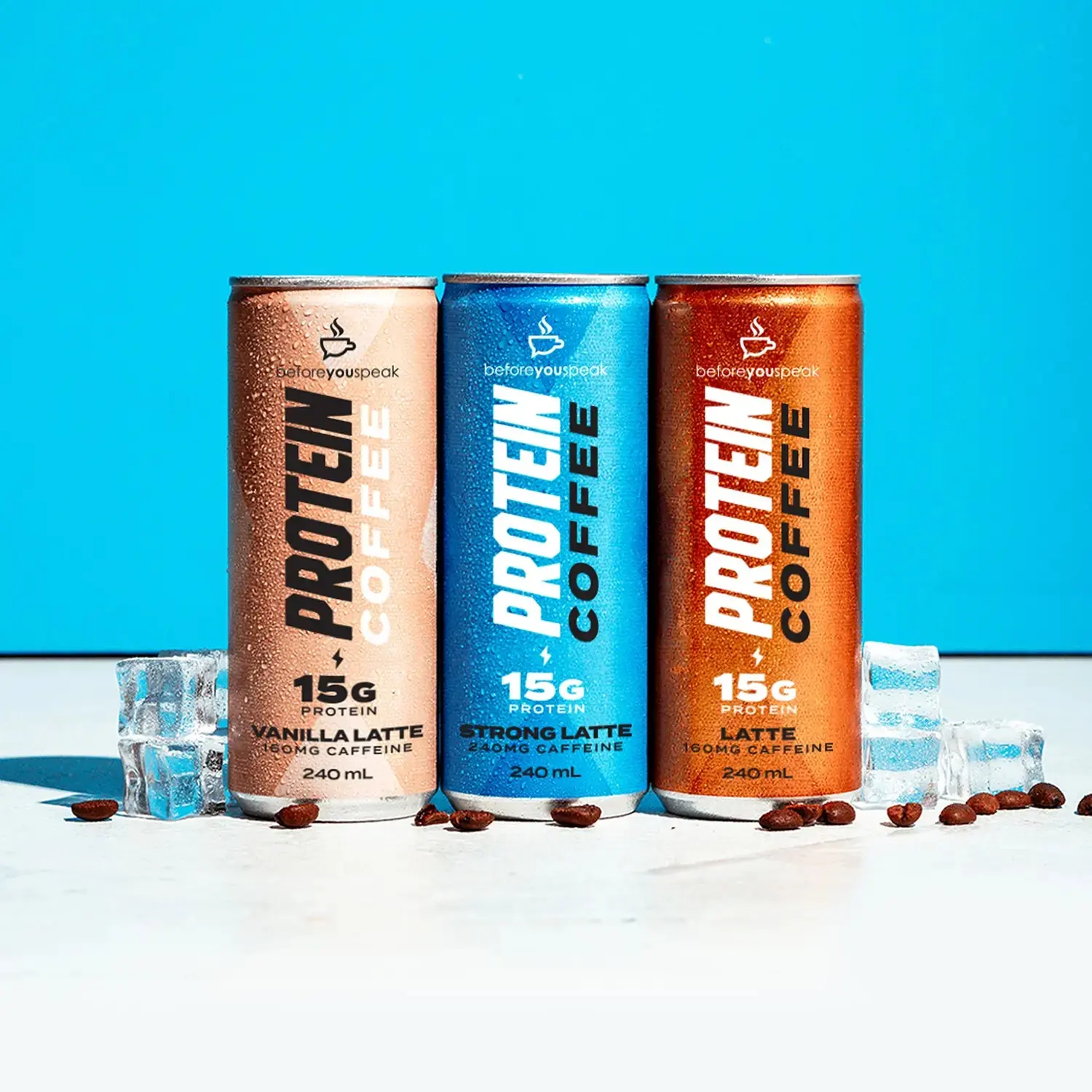 Beforeyouspeak Iced Latte Espresso, Ready to Drink Coffee Beverage, Medium Roast Coffee Drink, 15g Protein per Serve, Gluten Free, Dairy Free, No Added Sugar, 12 Pack