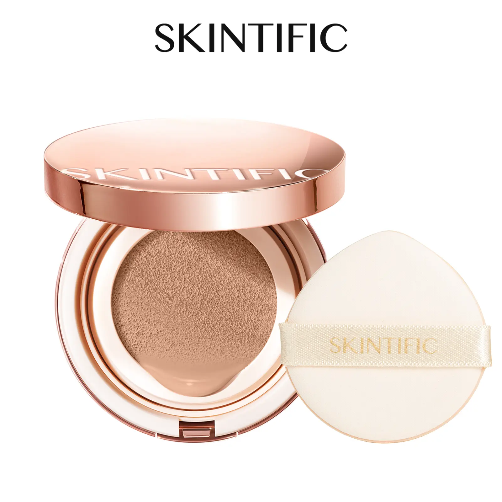 [New Shade Launch] SKINTIFIC Cover All Perfect Cushion Foundation Full Coverage Weightless Skin Fit Satin Glow Oil Control Waterproof Sweatproof Flawless BB Cream CC Makeup Buildable For All Skin Type - Silicone Smooth Compact