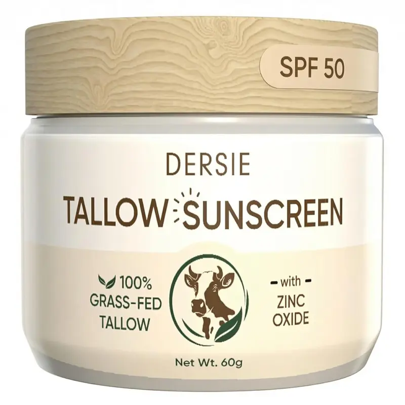 Dersie Tallow Sunscreen SPF 50 – Mineral UV Defense with Non-Nano Zinc Oxide – Face & Body Sun Protection for Adults & Kids – 100% Grass-Fed Beef Tallow for Moisture Retention & Skin Comfort (2.1 oz)