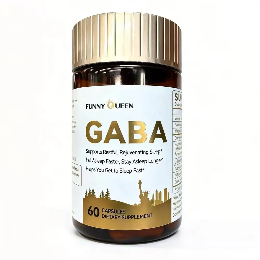 GABA Natural Sleep Supplement by Funny Queen | Fast-Acting Sleep Support for Adults, Non-Habit Forming, Deep Rejuvenating Sleep with Melatonin & Herbal Blend, 60 Capsules