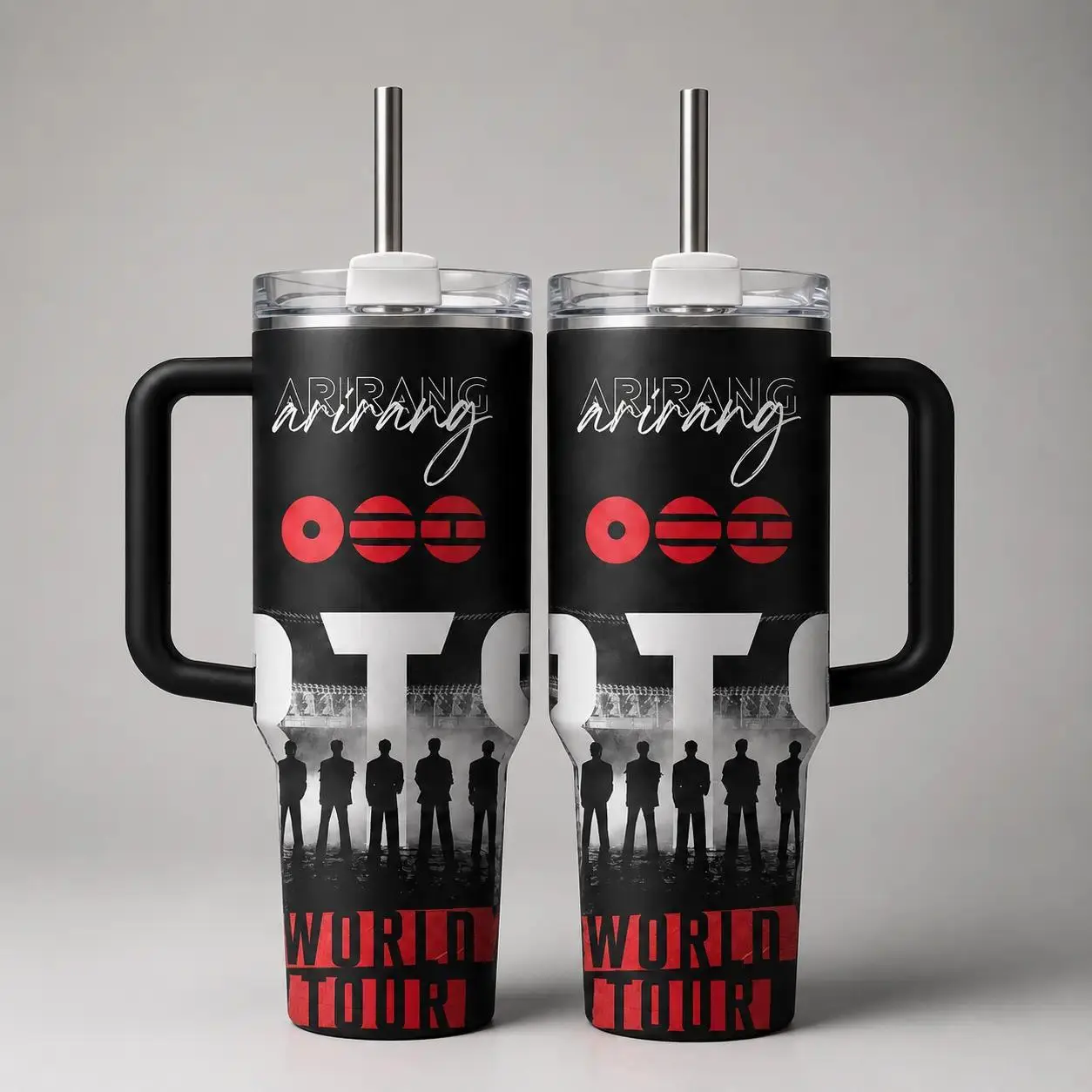 Arirang World Tour Kpop Inspired Insulated Tumbler - 40oz/20oz Vacuum Flask Coffee Tumbler, Straw Lid Travel Mug, Aesthetic Idol Design Boy Band Fan Gift, Tumblers
