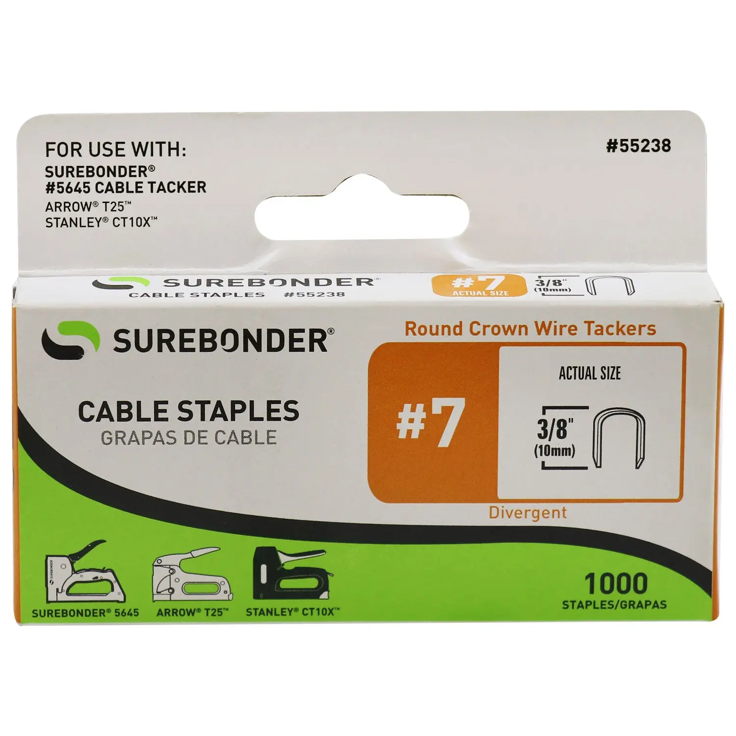 3/8" Heavy Duty Round Crown Staples - 1000 Count | #7 Series