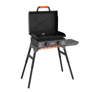Blackstone Adventure Ready Outdoor Griddle, 2-Burner 22" Propane Flat Top Grill with Hood and Stand, Gray