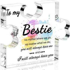 Bestie Gifts for Women, Friend Birthday Gifts for Women - Acrylic Puzzle Piece Plaque, Acrylic Desktop Decoration, Acrylic Desktop Ornament, Gifts for Friends, Work Besties Gifts, Cool Gifts for Female