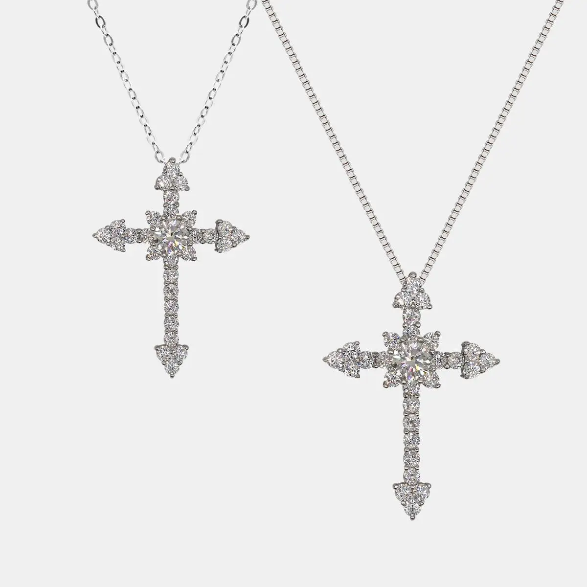 【442】"Entwined" Paved Cross Synthetic Moissanite Couple Pendants– Unique and Elegant Choice for Couples or Special Occasions