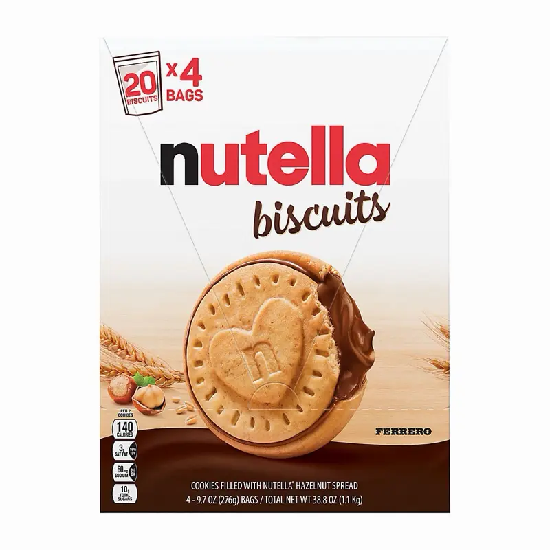 Nutella Biscuits Hazelnut Spread Cookies Variety Pack (4 Bags, 20 Biscuits Per Bag, 38.8 oz Total)